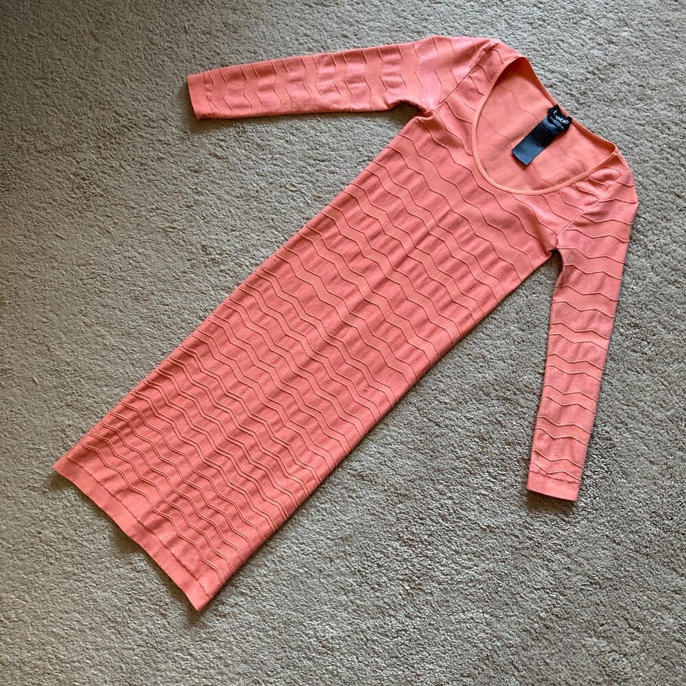 bebe coral orange bodycon dress